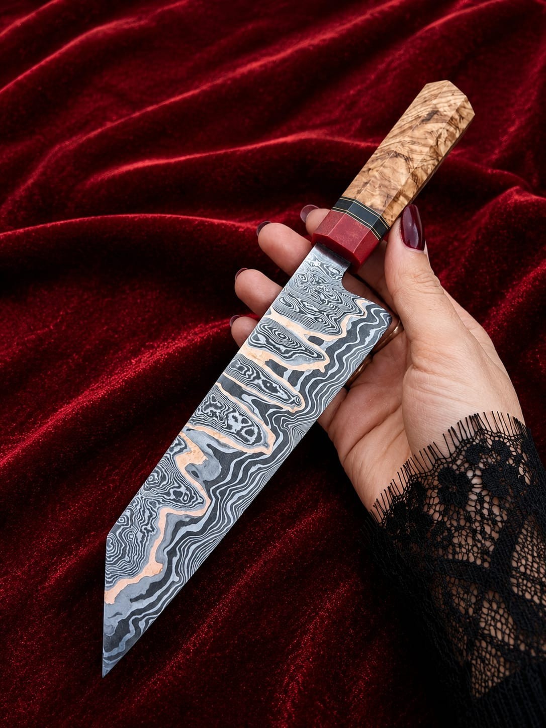 Handmade Copper Damascus Steel Chef Knife – Premium Resin Handle, Kitchen Gift Handmade Copper Damascus Steel Chef Knife – Premium Resin Handle, Kitchen Gift