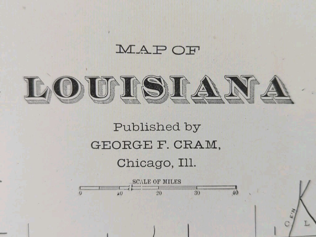 Vintage 1904 LOUISIANA Map 22"x14" Old Antique Original BOSSIER CITY LAFAYETTE Vintage 1904 LOUISIANA Map 22"x14" Old Antique Original BOSSIER CITY LAFAYETTE