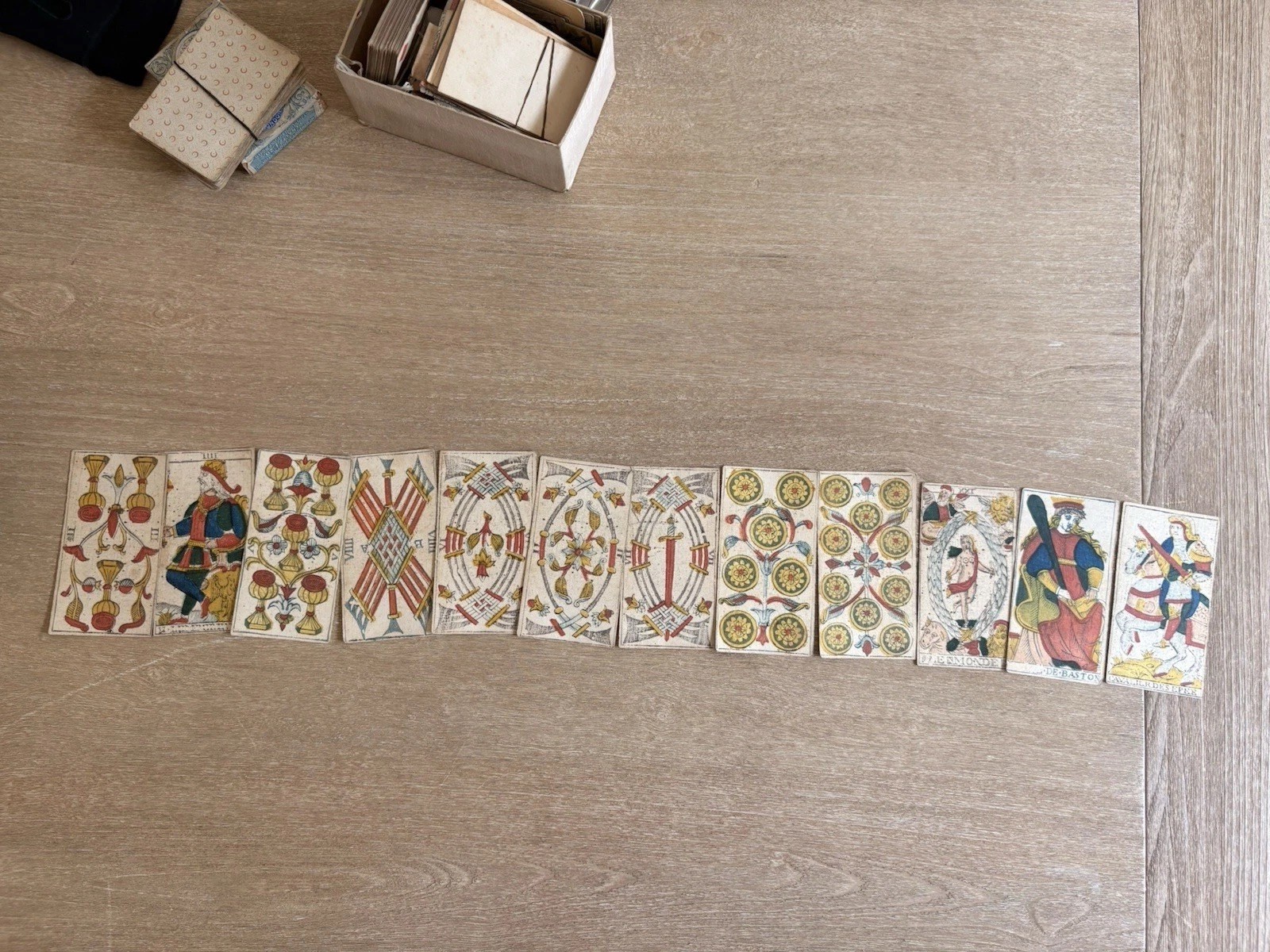 12 Antique Tarot de Marseille Cards 18th/19th Century Partial Deck 12 Antique Tarot de Marseille Cards 18th/19th Century Partial Deck