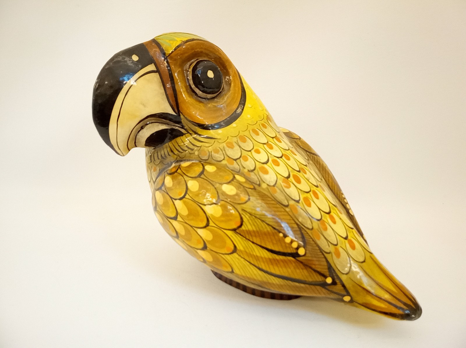 Vintage 60s MCM Sermel papier mache folk art parrot Tonala Mexico signed 11"