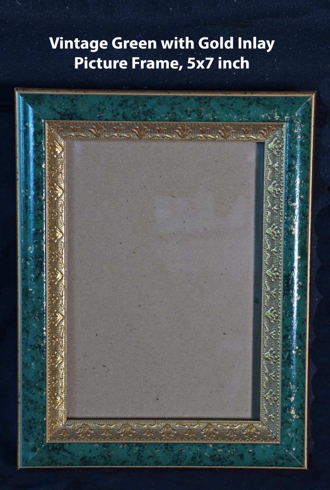 Vintage Green with Gold Inlay Picture Frame, 5x7 inch, Horizontal or Vertical Vintage Green with Gold Inlay Picture Frame, 5x7 inch, Horizontal or Vertical
