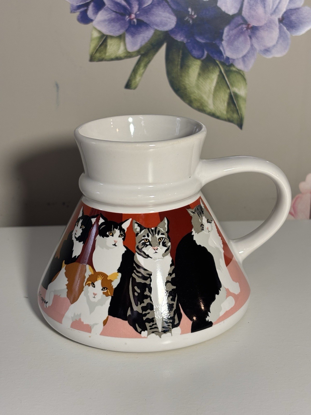 Vintage T. Taylor Otagiri Cat Mug Wide Base Spill Proof Desk Cup Cats Vintage T. Taylor Otagiri Cat Mug Wide Base Spill Proof Desk Cup Cats