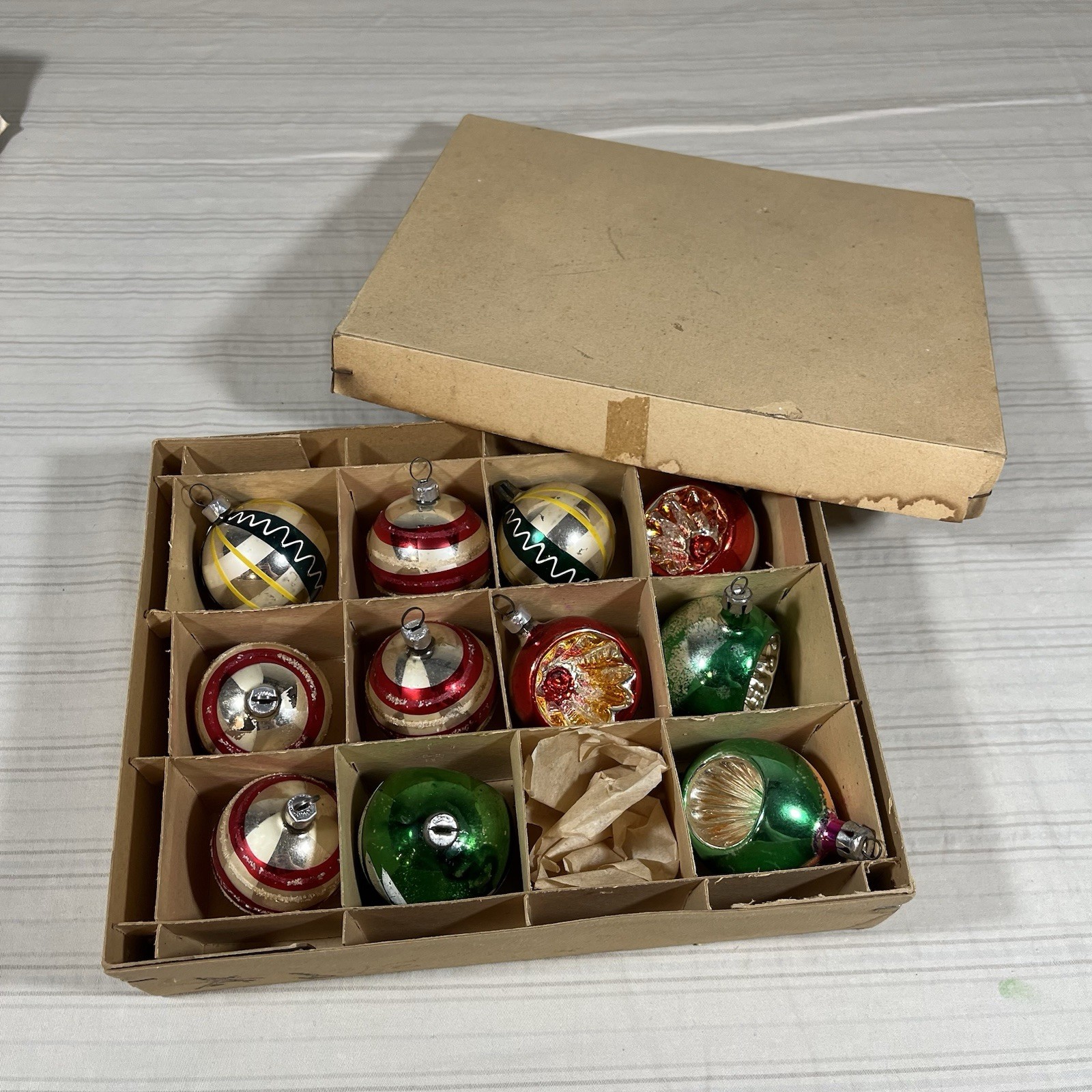 VTG lot 11 Glass Christmas Ornaments Germany & Poland Indent Teardrop MCM