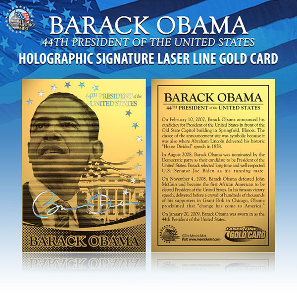 Worlds First BARACK OBAMA 44th President *Signature* HOLOGRAM GOLD ROOKIE CARD