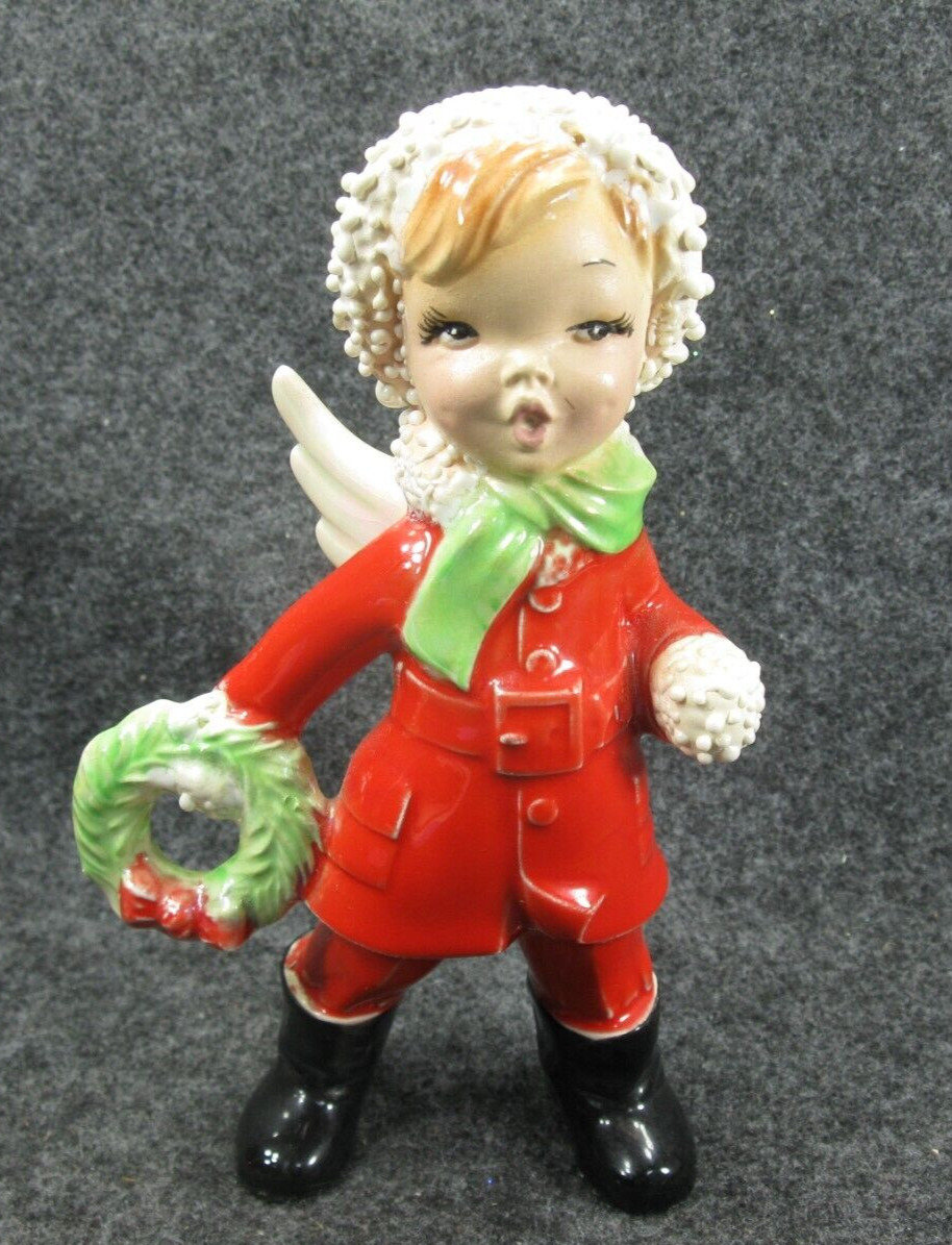 Holland Mold Caroling Christmas Angel with Wreath Vintage