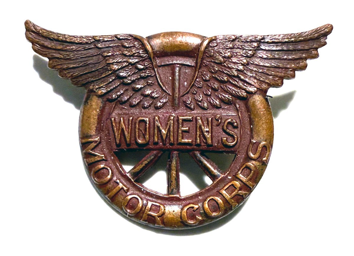 ORIGINAL WWI WW1 WOMENS MOTOR CORPS DRIVER BADGE INSIGNIA COLLAR PIN