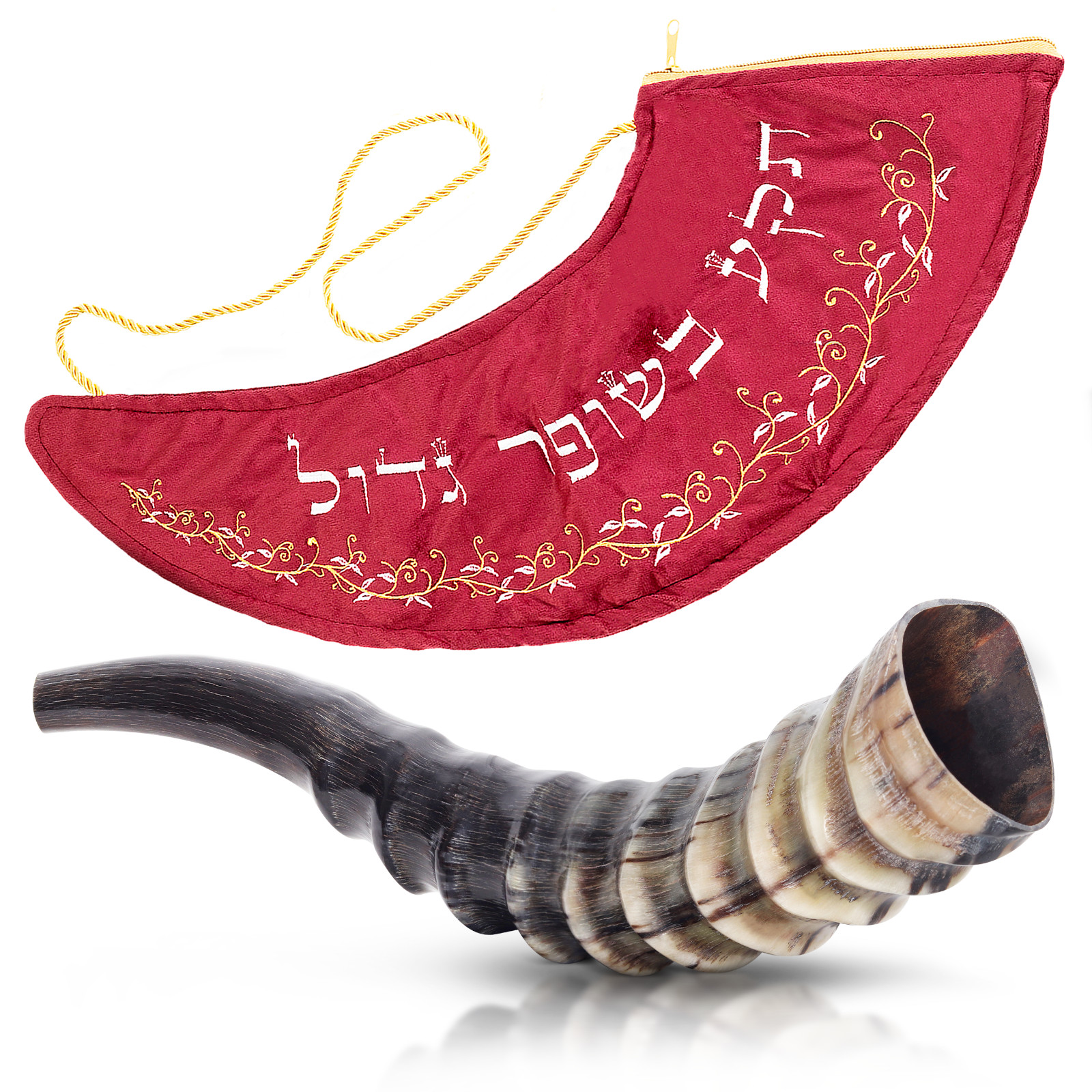 HalleluYAH Blesbok Horn Shofar 8"-10" - Complete Set | Handcrafted in Israel