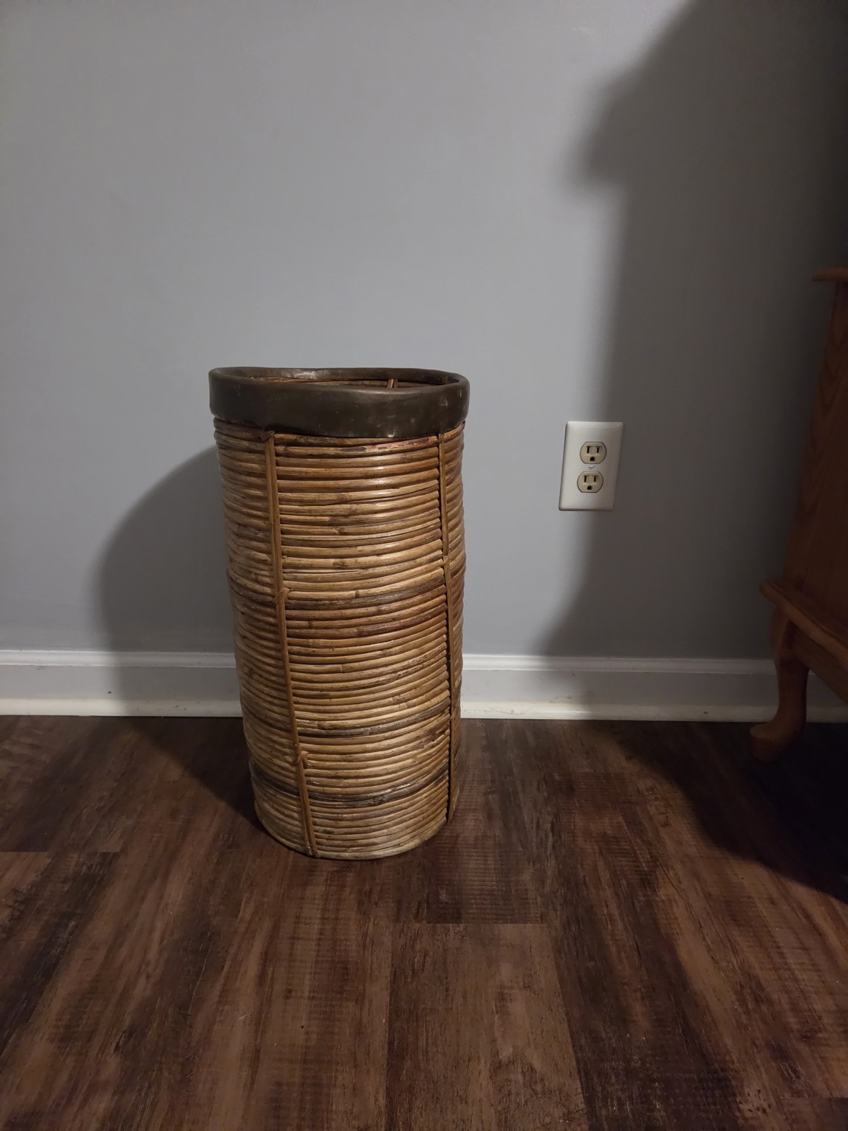 Rattan Bamboo Umbrella Stand with Brass Rim Gabriella Crespi Mid Century Rattan Bamboo Umbrella Stand with Brass Rim Gabriella Crespi Mid Century