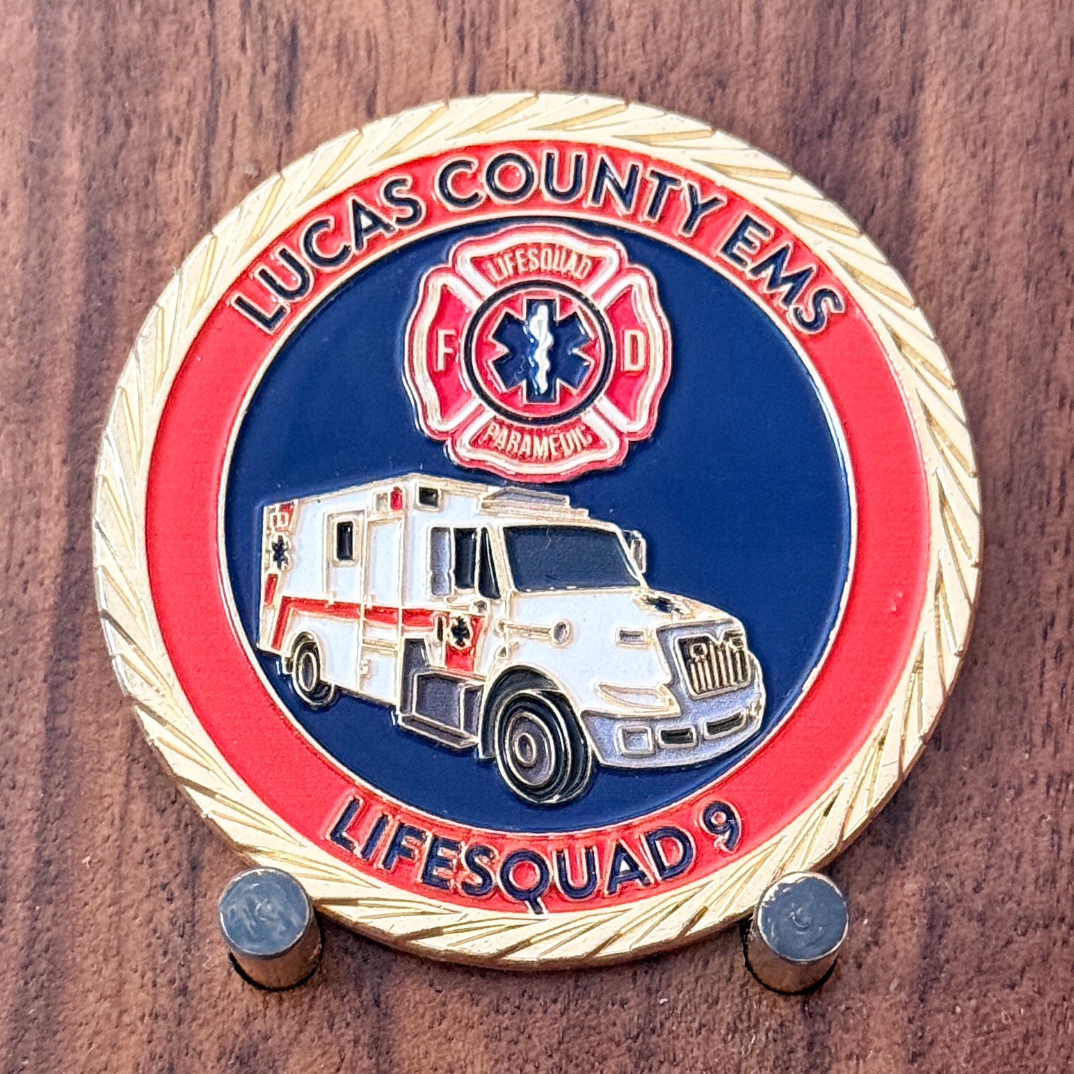 Lucas County EMS LifeSquad 9 Ambulance Paramedic Challenge Coin W#12 Lucas County EMS LifeSquad 9 Ambulance Paramedic Challenge Coin W#12