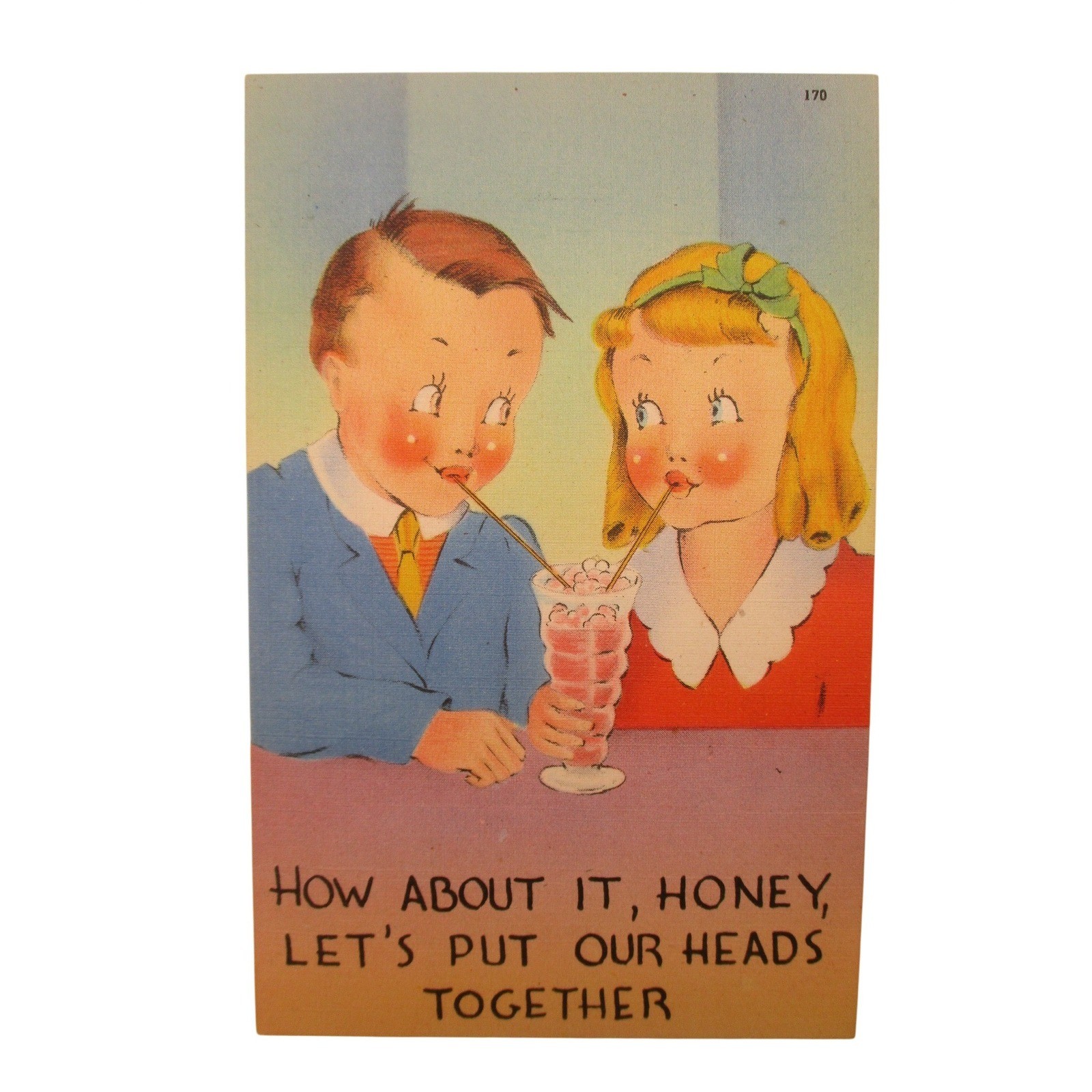 Vintage Comic Postcard Asheville Post Card Co 170 Milkshake Couple Sample Vintage Comic Postcard Asheville Post Card Co 170 Milkshake Couple Sample