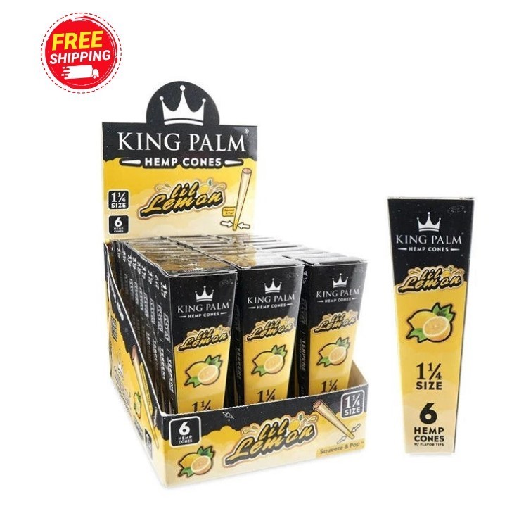 King Palm Lil Lemon Cones 1 1/4 Size 30 Packs x 6 Pre-Rolled 180 Count