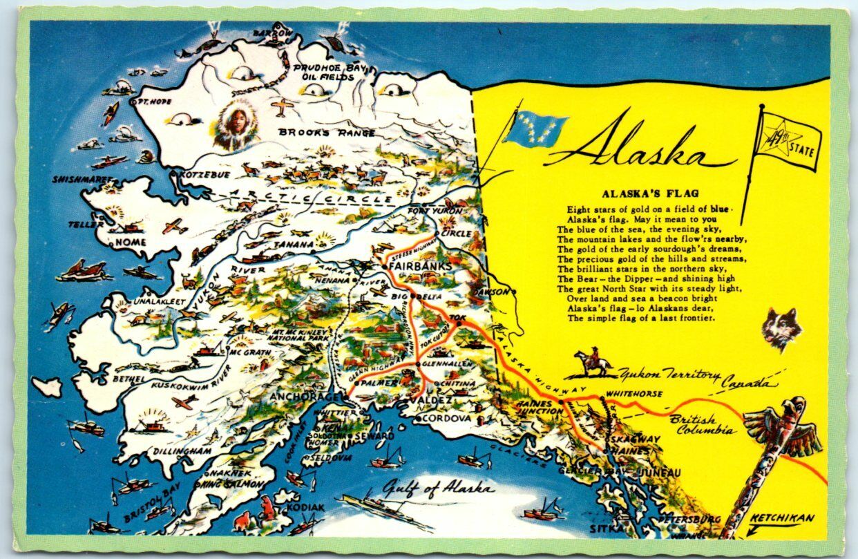 Postcard - Map Print - Alaska's Flag