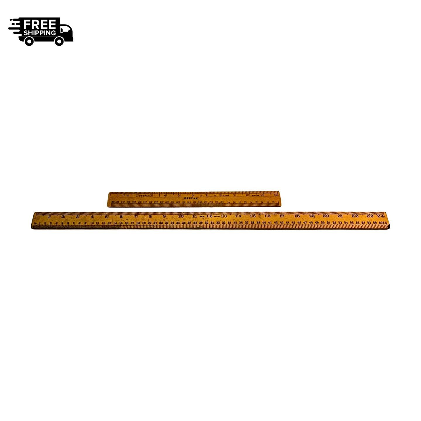 Vintage Wooden Ruler: Architect Engineer Tailor Measuring Tool - 12 & 24 Inch Vintage Wooden Ruler: Architect Engineer Tailor Measuring Tool - 12 & 24 Inch