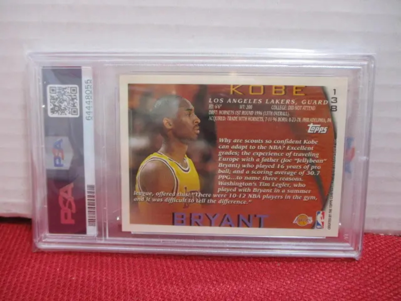 PSA GRADED 1996 Kobe Bryant #138