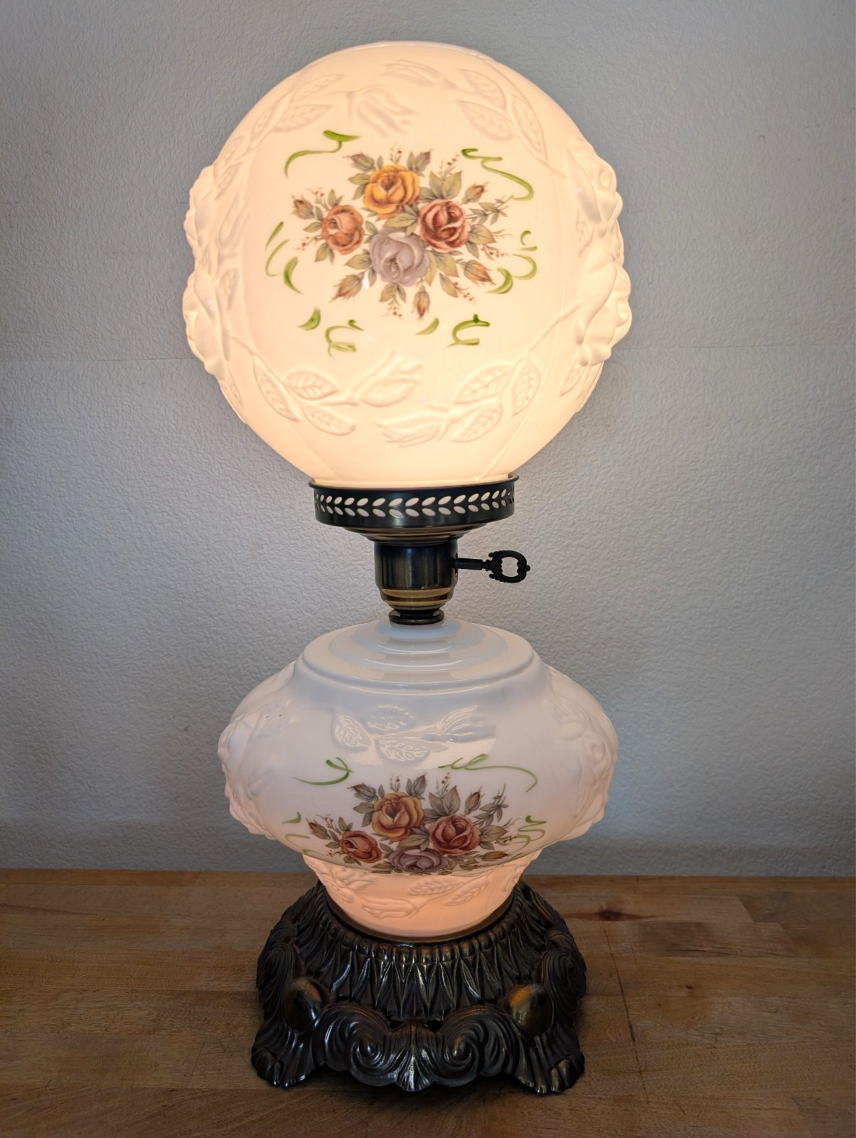 Vintage 3-Way  Gone with the Wind Hurricane Lamp EF & EF  GWTW Globe 20"