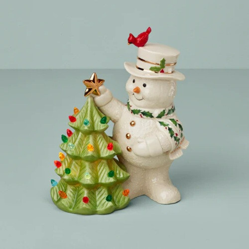 Lenox China HAPPY HOLLY DAYS Retro Tree Lit Figurine N/O Lenox China HAPPY HOLLY DAYS Retro Tree Lit Figurine N/O
