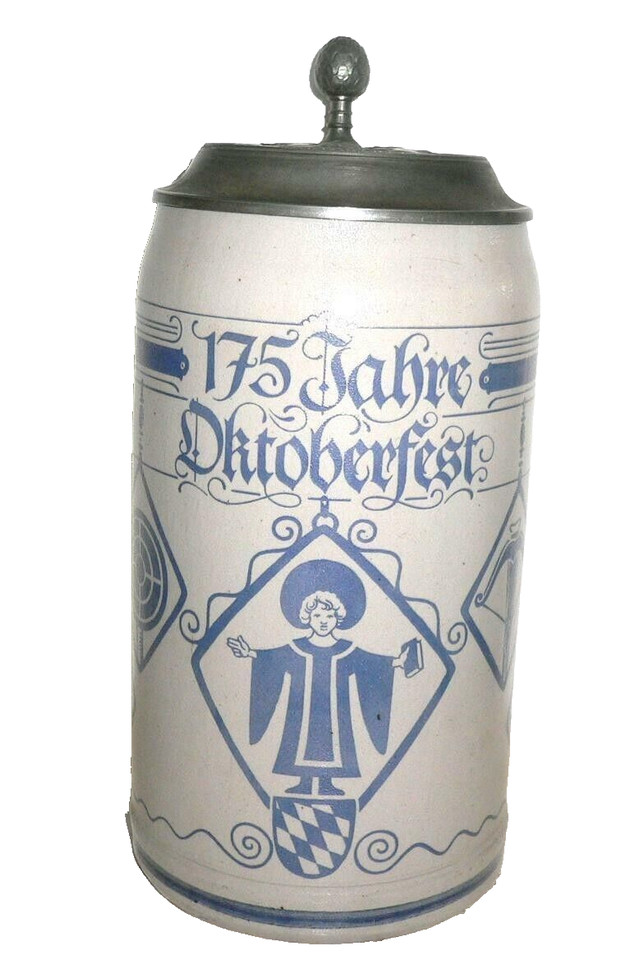 Official 1985 Munich Oktoberfest 175 Years lidded 1L Masskrug German Beer Stein Official 1985 Munich Oktoberfest 175 Years lidded 1L Masskrug German Beer Stein
