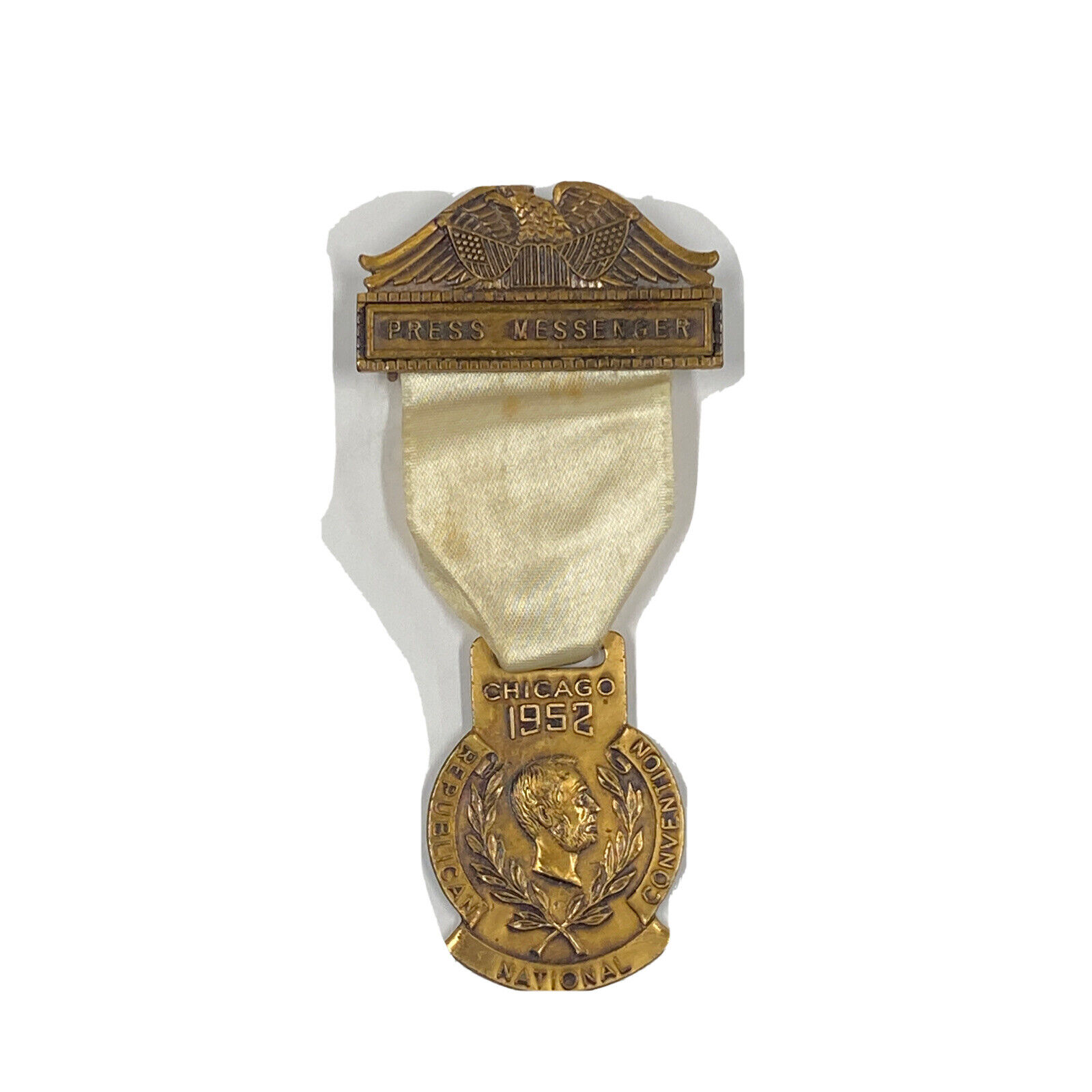 1952 Republican National Convention Press Messenger Badge President Eisenhower