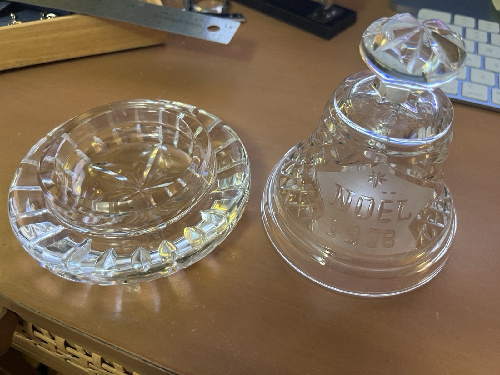 Vintage Waterford Crystal NOEL 1978 Christmas Bell With Crystal Base  5" x 4.5"