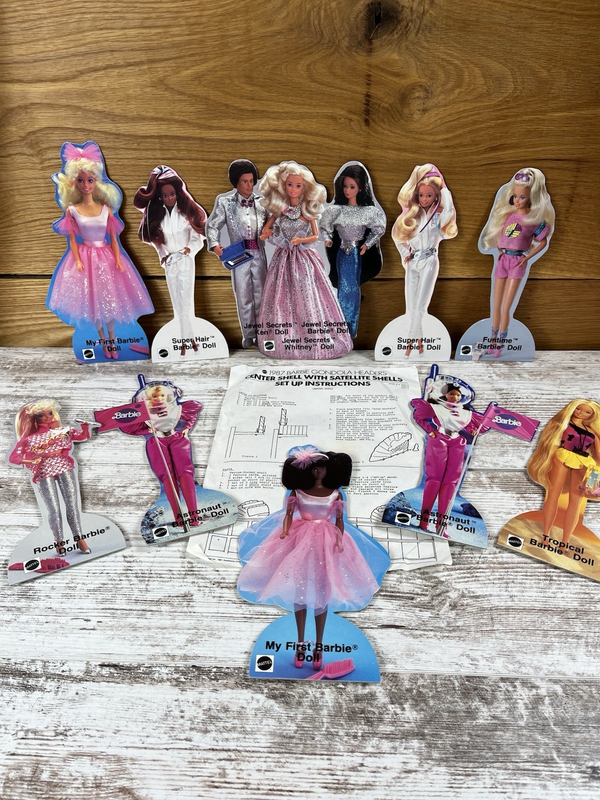 RARE Vtg 1987 Mattel Barbie Store Display Gondola Header 10 Cutouts NOS Set RARE Vtg 1987 Mattel Barbie Store Display Gondola Header 10 Cutouts NOS Set