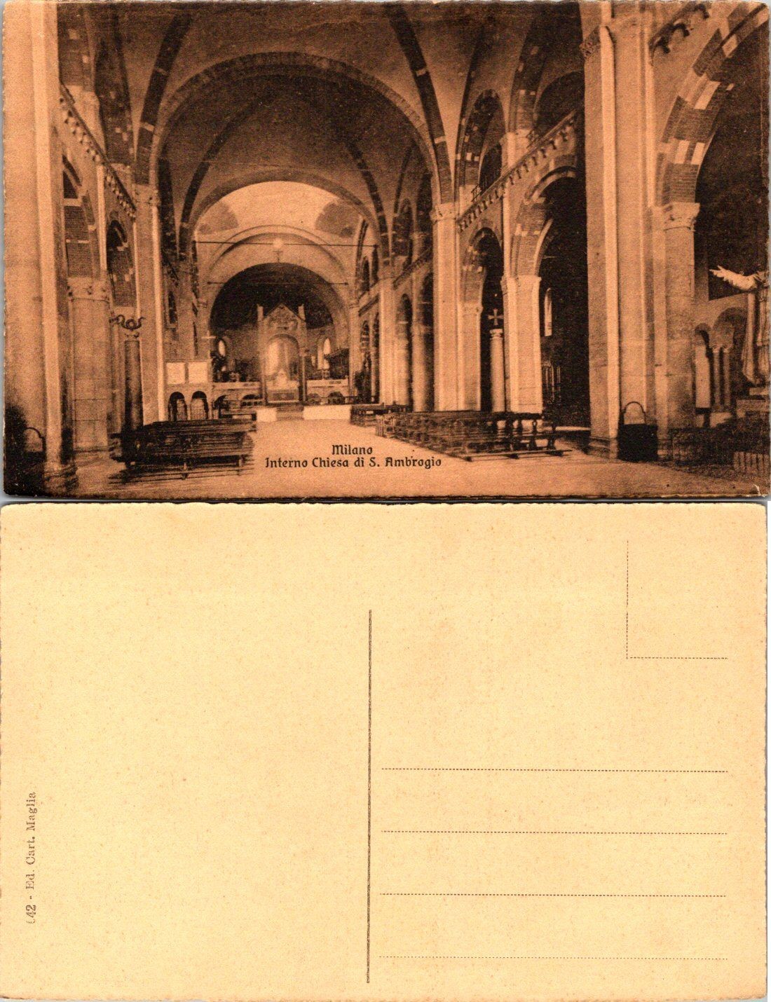 Milano Postcard Interno Chiesa di S Ambrogio Vintage Sepia Unposted Unused Milano Postcard Interno Chiesa di S Ambrogio Vintage Sepia Unposted Unused