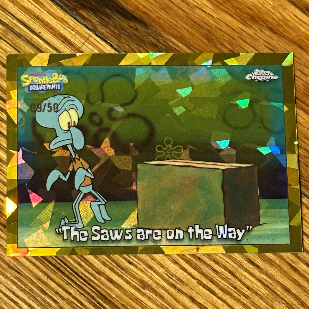 Topps 2025 SpongeBob Chrome #63 The Saws are on the Way 09/50 Sapphire Gold Topps 2025 SpongeBob Chrome #63 The Saws are on the Way 09/50 Sapphire Gold