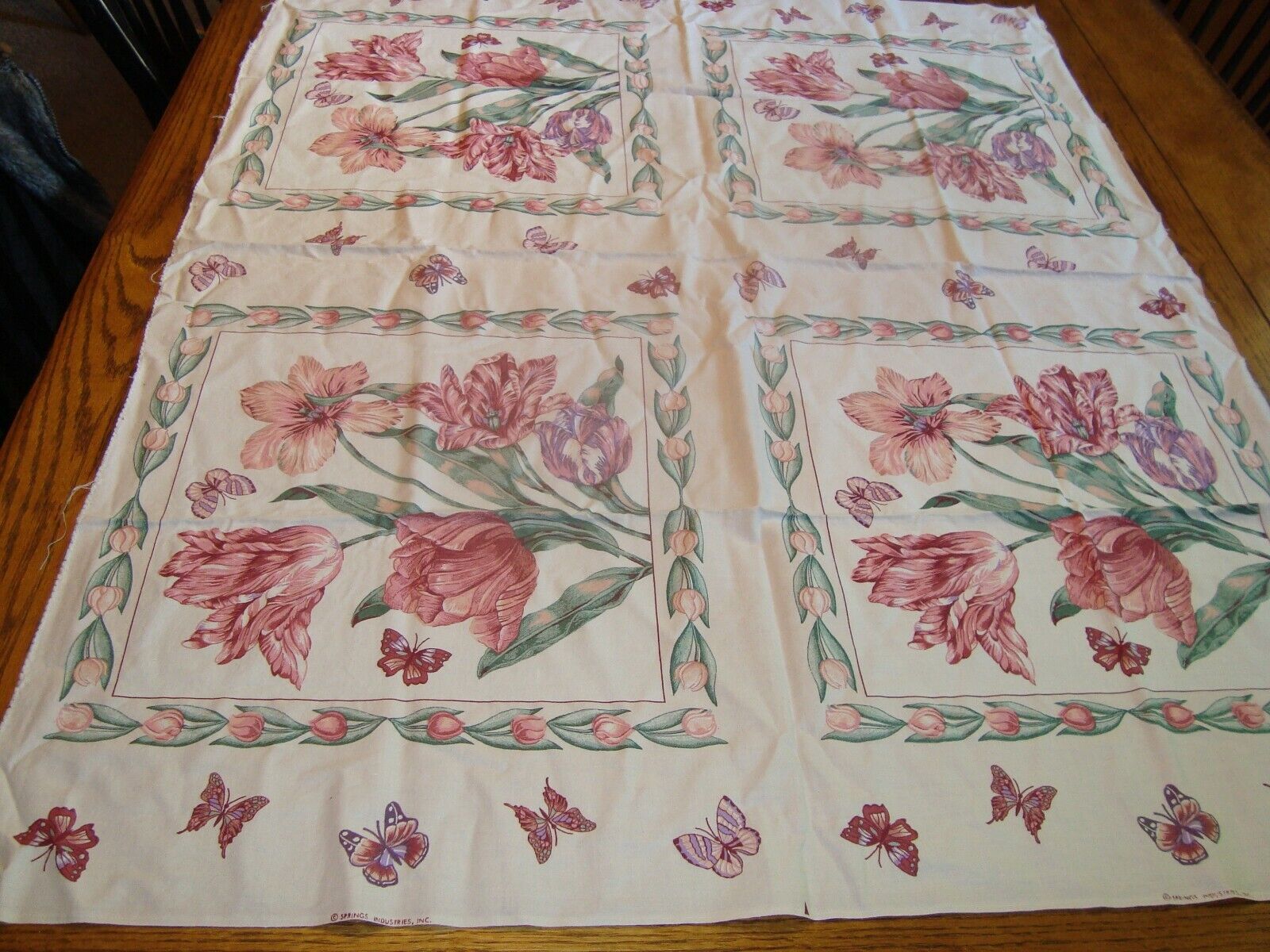 Springs Industries Flowers Cotton Fabric Quilt Panel - 34\