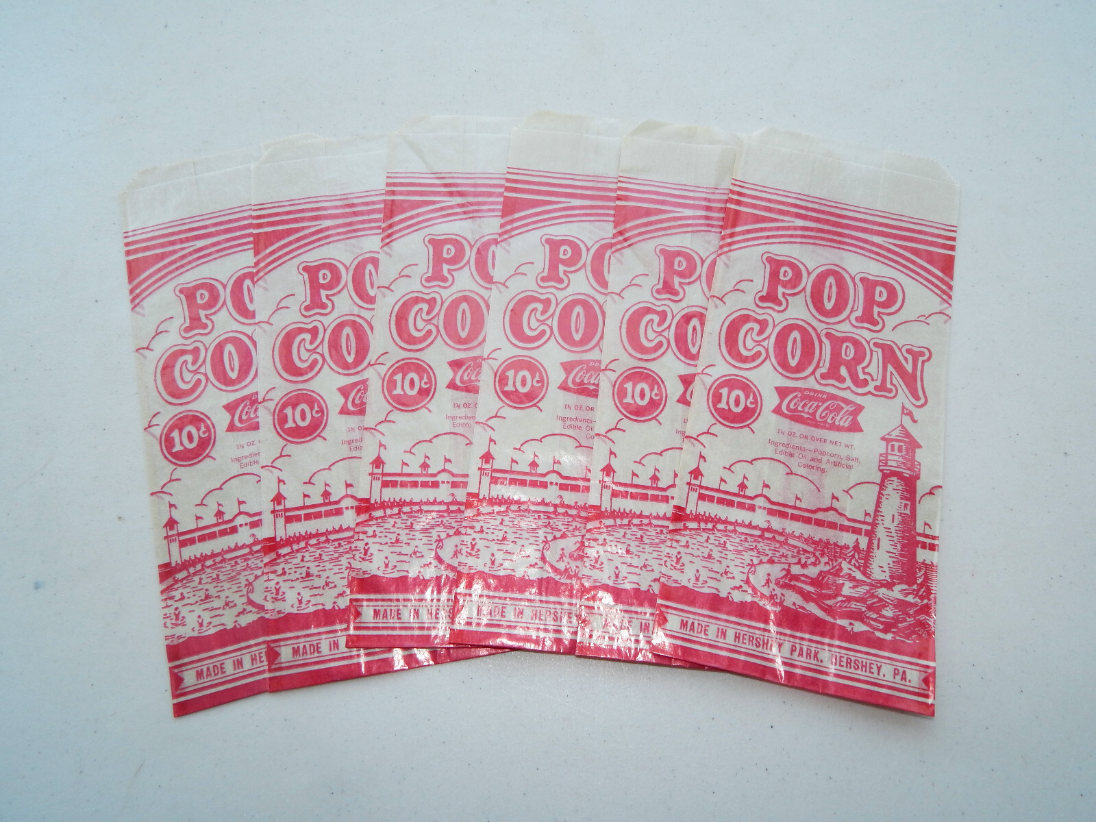 Lot of 6 Vintage Coca Cola Popcorn Bags Made in Hershey, PA Lot of 6 Vintage Coca Cola Popcorn Bags Made in Hershey, PA