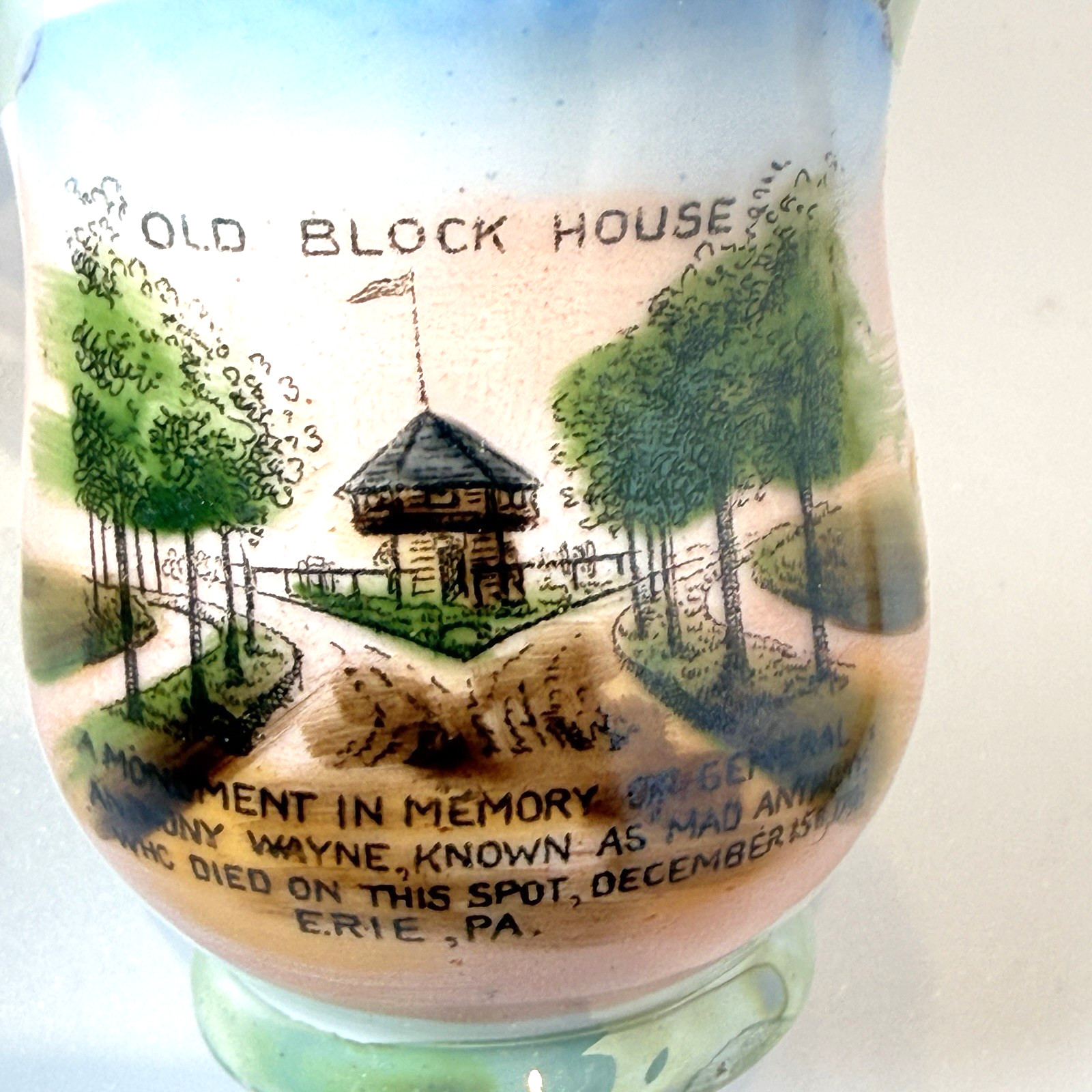 ERIE Pennsylvania PA Antique OLD BLOCK HOUSE Souvenir TRINKET MINI VASE CUP ERIE Pennsylvania PA Antique OLD BLOCK HOUSE Souvenir TRINKET MINI VASE CUP