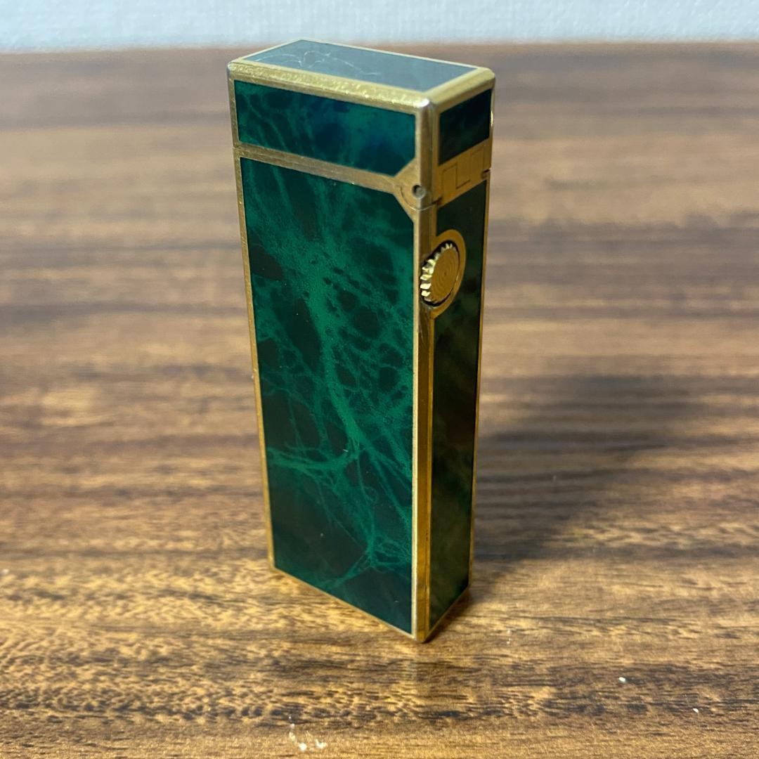 Dunhill 70s Roller Gas Lighter Green Gold Marble Pattern Vintage Smoking Japan Dunhill 70s Roller Gas Lighter Green Gold Marble Pattern Vintage Smoking Japan