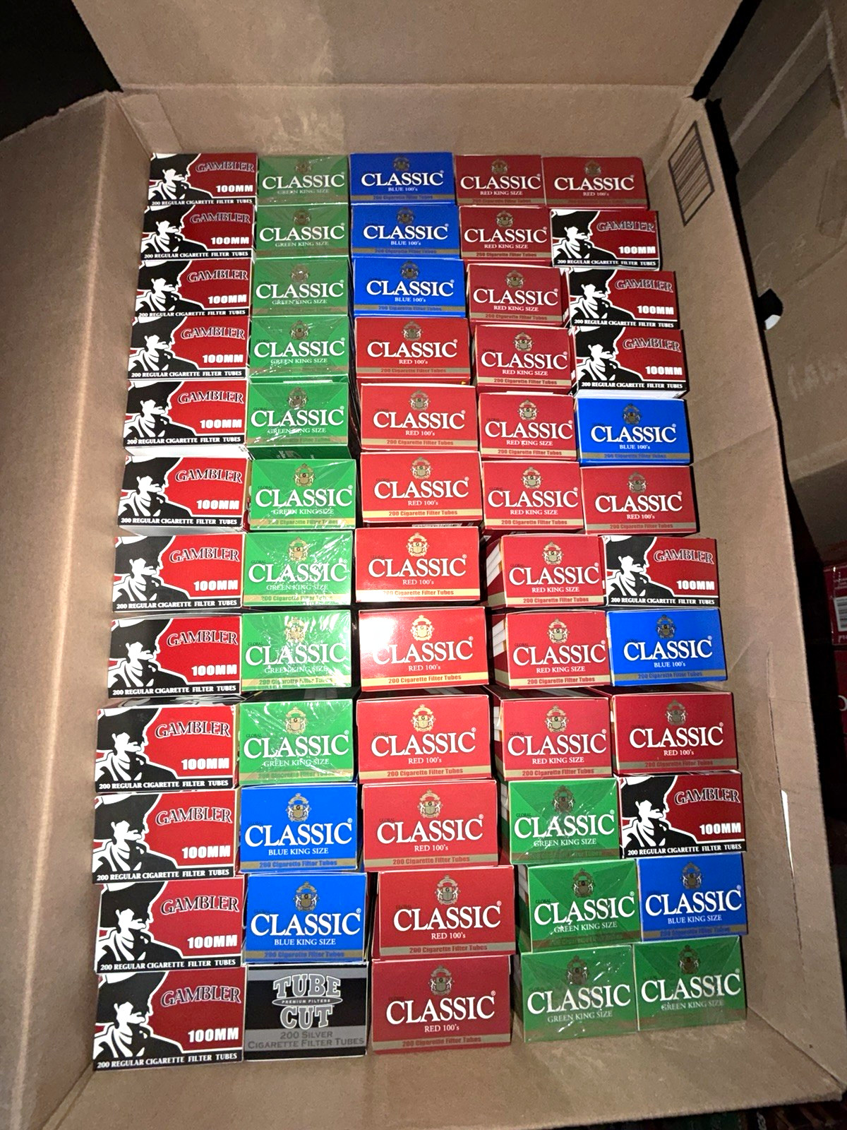 Classic & Gambler 100mm and King Size Cigarette Filter Tubes Mixed Lot 60 Boxes 