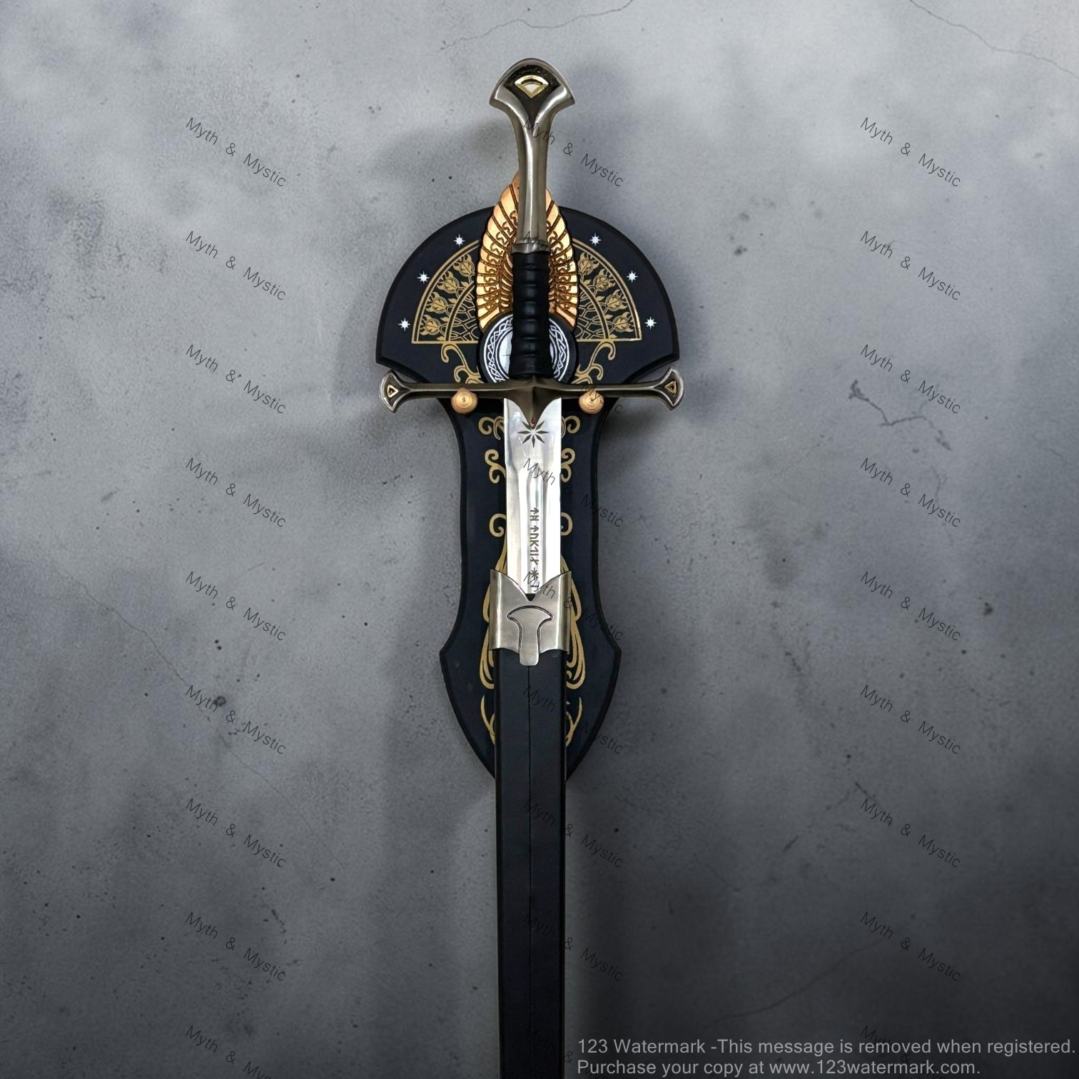 Anduril Narsil Sword King Elessar Replica Lord of the Rings w Premium Wall Mount Anduril Narsil Sword King Elessar Replica Lord of the Rings w Premium Wall Mount