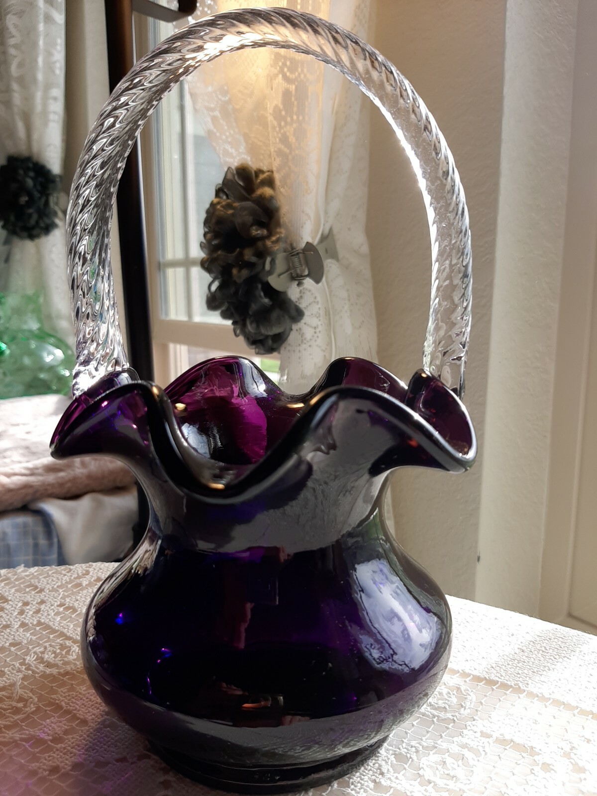 Vintage Fenton Dark Plum Basket EXQUISITE and RARE 8" Absolutely Superb COLOR Vintage Fenton Dark Plum Basket EXQUISITE and RARE 8" Absolutely Superb COLOR