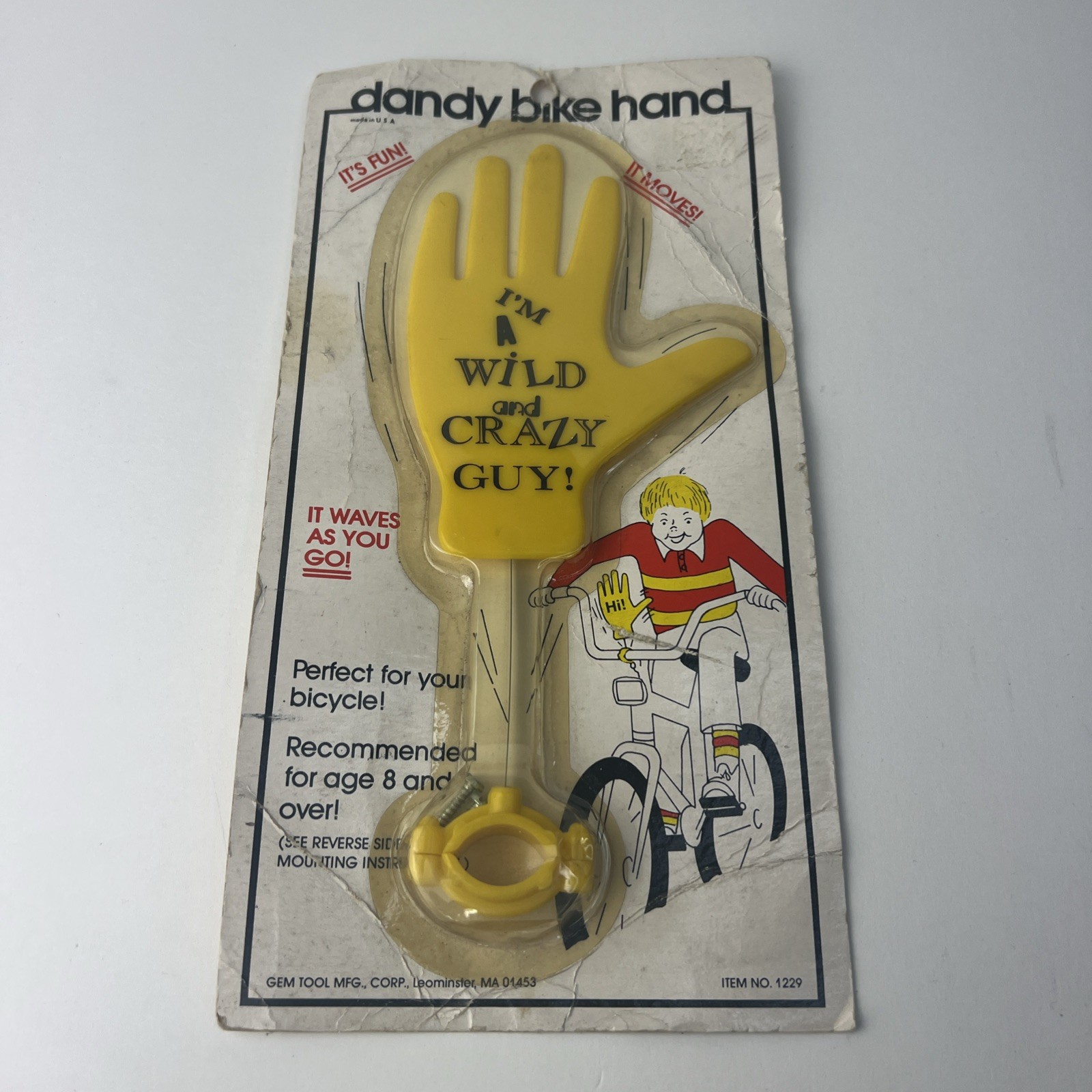 Vintage Dandy Bike Hand Wild & Crazy Guy Yellow Bicycle Accessory NOS USA Vintage Dandy Bike Hand Wild & Crazy Guy Yellow Bicycle Accessory NOS USA