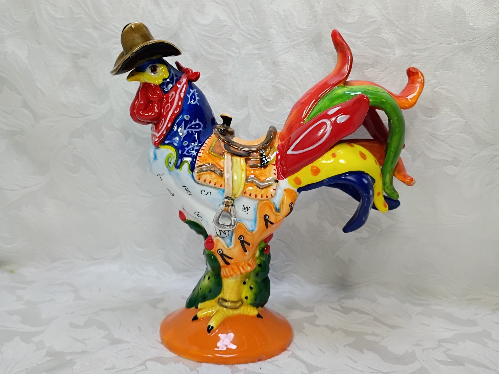 Westland Poultry in Motion Western Cowboy Rooster Figurine Ceramic