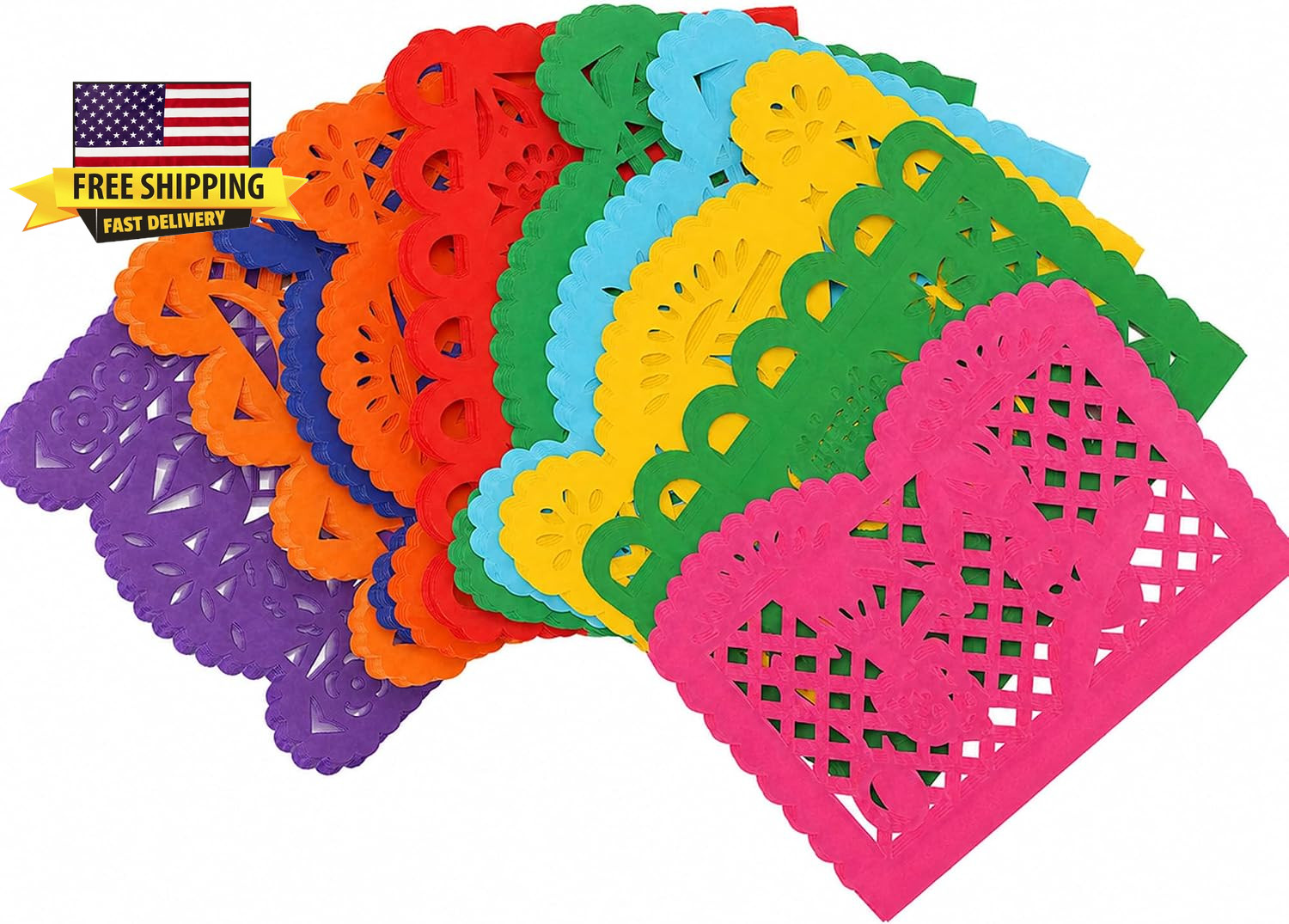 Dia De Los Muertos Decorations - 50 PCS Bulk Mexican Papel Picado ⭐️⭐️⭐️⭐️⭐️ Dia De Los Muertos Decorations - 50 PCS Bulk Mexican Papel Picado ⭐️⭐️⭐️⭐️⭐️