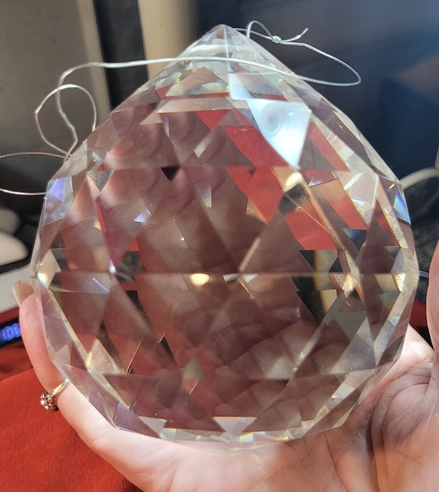 Gorgeous Jumbo 100mm 4" Glass Teardrop Crystal Faceted Prism 