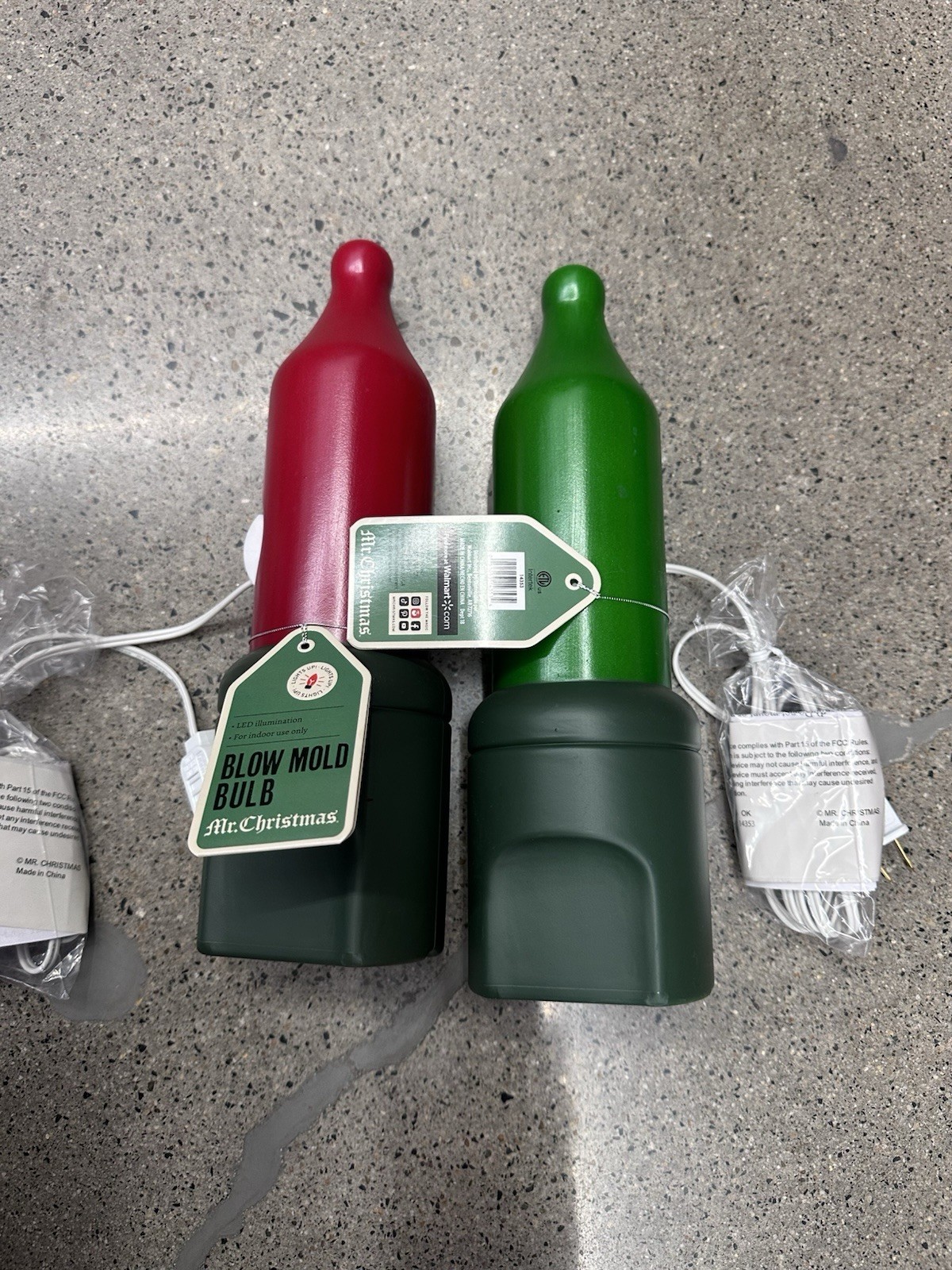 Mr. Christmas Red Green Blow Mold Mini Light 12" Christmas Holiday Time