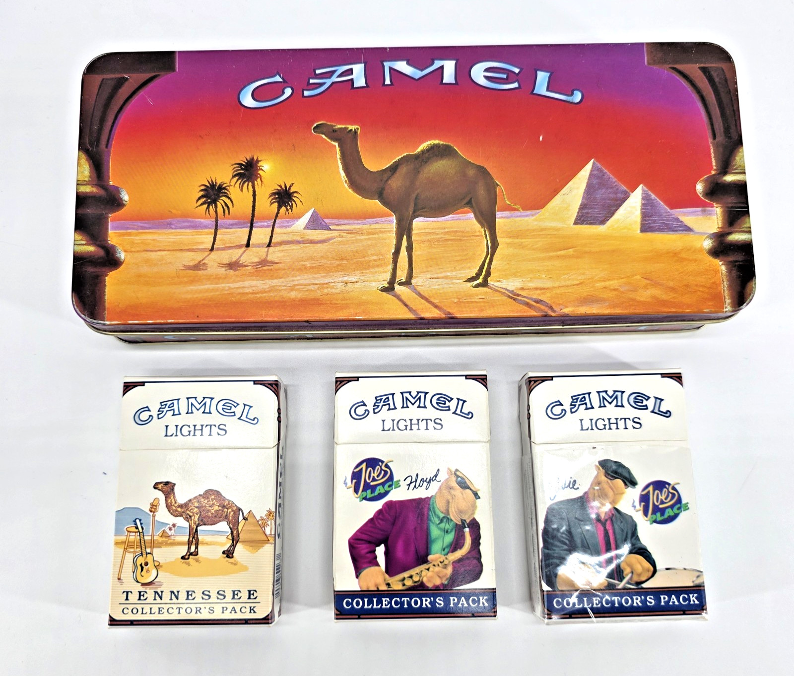 Vintage 1993 Camel Lights Cigarette Tin Collector's Packs Tennessee Floyd Eddie