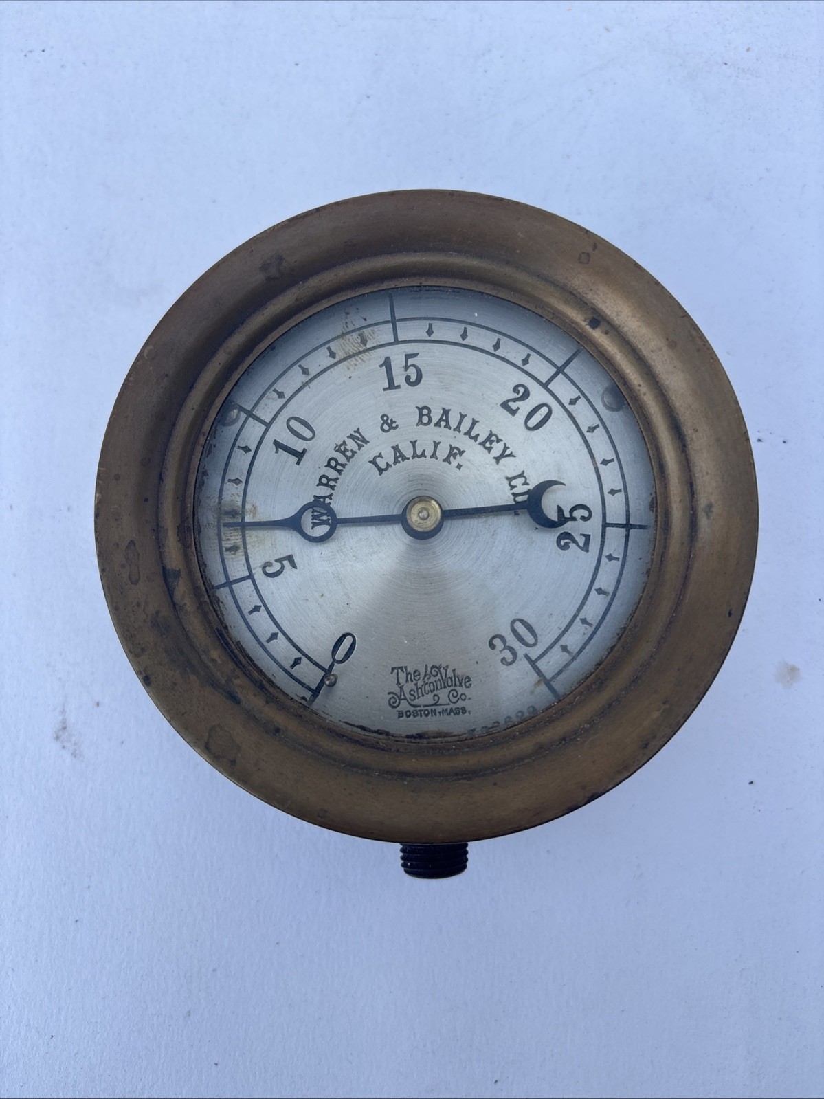 Vintage Ashton Valve Co. Steam Gage From Warren & Bailey Calif Brass Vintage Ashton Valve Co. Steam Gage From Warren & Bailey Calif Brass