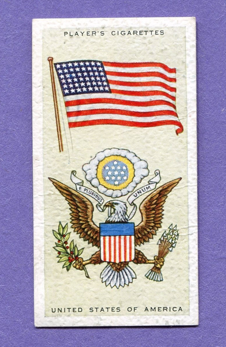 1936 JOHN PLAYER & SONS NATIONAL FLAGS AND ARMS TOBACCO CARD #46 USA