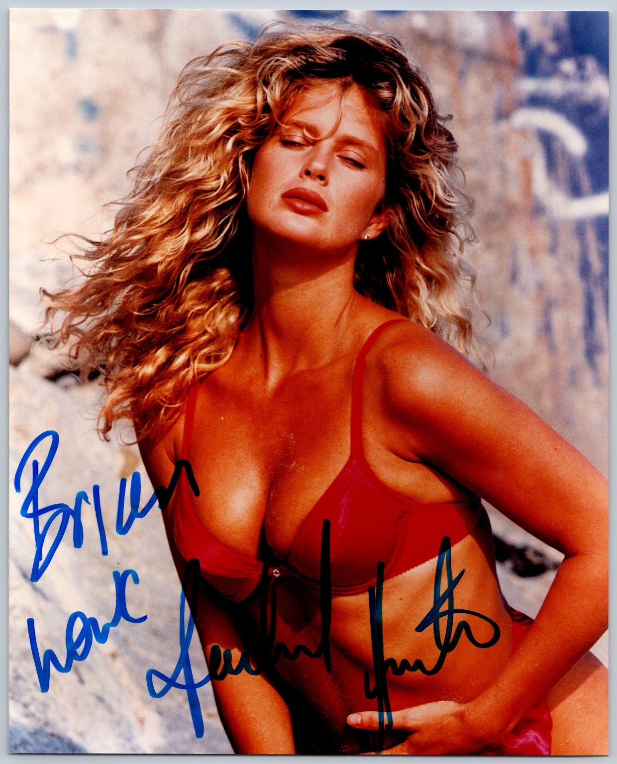 Rachel Hunter Autographed Photo Inscribed Brian Have Swimsuit Model Rachel Hunter Autographed Photo Inscribed Brian Have Swimsuit Model