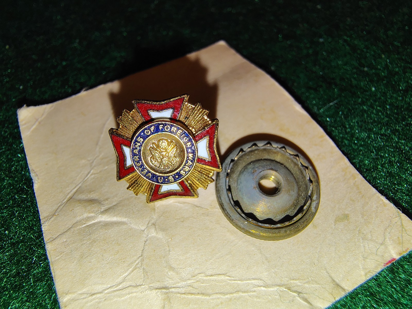 Vintage VFW Lapel Pin Screw Back 1940s WWII Era Veterans Foreign Wars Medal Vintage VFW Lapel Pin Screw Back 1940s WWII Era Veterans Foreign Wars Medal