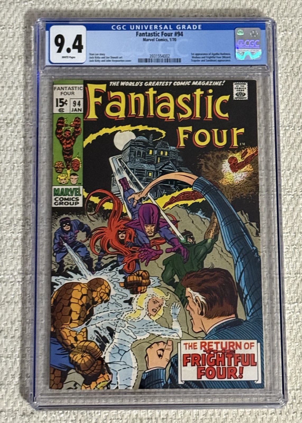 Fantastic Four #94 1970 Agatha Harkness 1st Appearance CGC 9.4 WHITE PAGES π€ Fantastic Four #94 1970 Agatha Harkness 1st Appearance CGC 9.4 WHITE PAGES π€