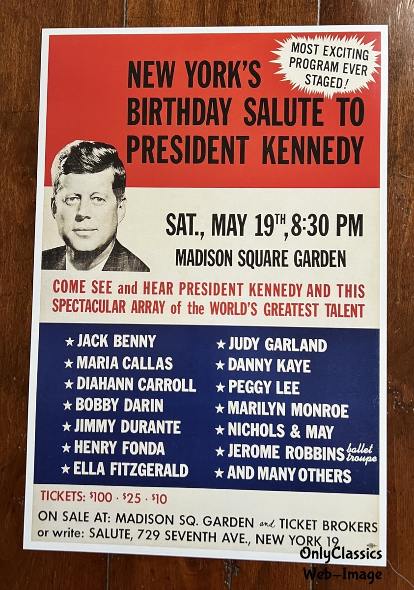 1962 John F Kennedy, Marilyn Monroe 12x18 Ad Poster Happy Birthday Mr. President 1962 John F Kennedy, Marilyn Monroe 12x18 Ad Poster Happy Birthday Mr. President