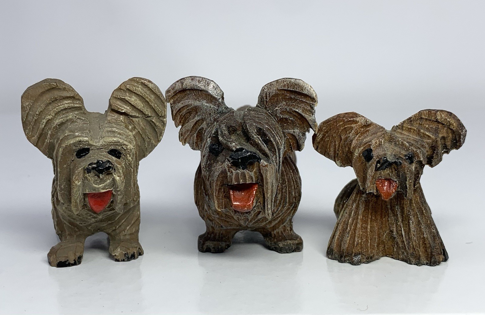 (3) Vtg Anri Italy Wood Carved Skye Terrier Scottie Yorkie Dogs Mini Figurines (3) Vtg Anri Italy Wood Carved Skye Terrier Scottie Yorkie Dogs Mini Figurines