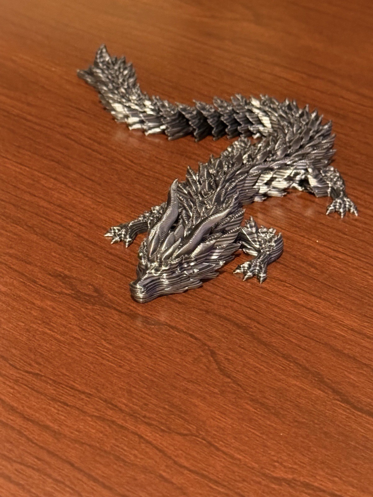 10" Articulated Dragon Metallic Silver/Black Flexi Dragon Fantasy Fidget Toy. 10" Articulated Dragon Metallic Silver/Black Flexi Dragon Fantasy Fidget Toy.