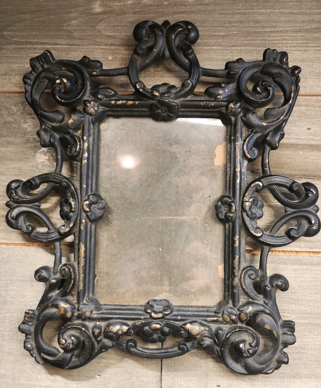 Antique Old Wrought Iron Edwardian Ornate Picture Frame W/Orig Glass & Back 1900 Antique Old Wrought Iron Edwardian Ornate Picture Frame W/Orig Glass & Back 1900