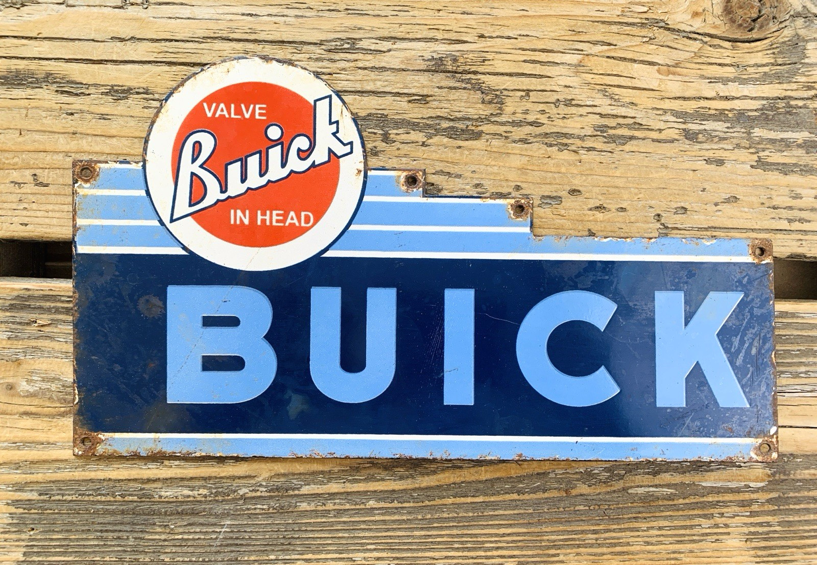VINTAGE 12x6.75" BUICK SALES & SERVICE GASOLINE STATION PORCELAIN GAS OIL SIGN VINTAGE 12x6.75" BUICK SALES & SERVICE GASOLINE STATION PORCELAIN GAS OIL SIGN