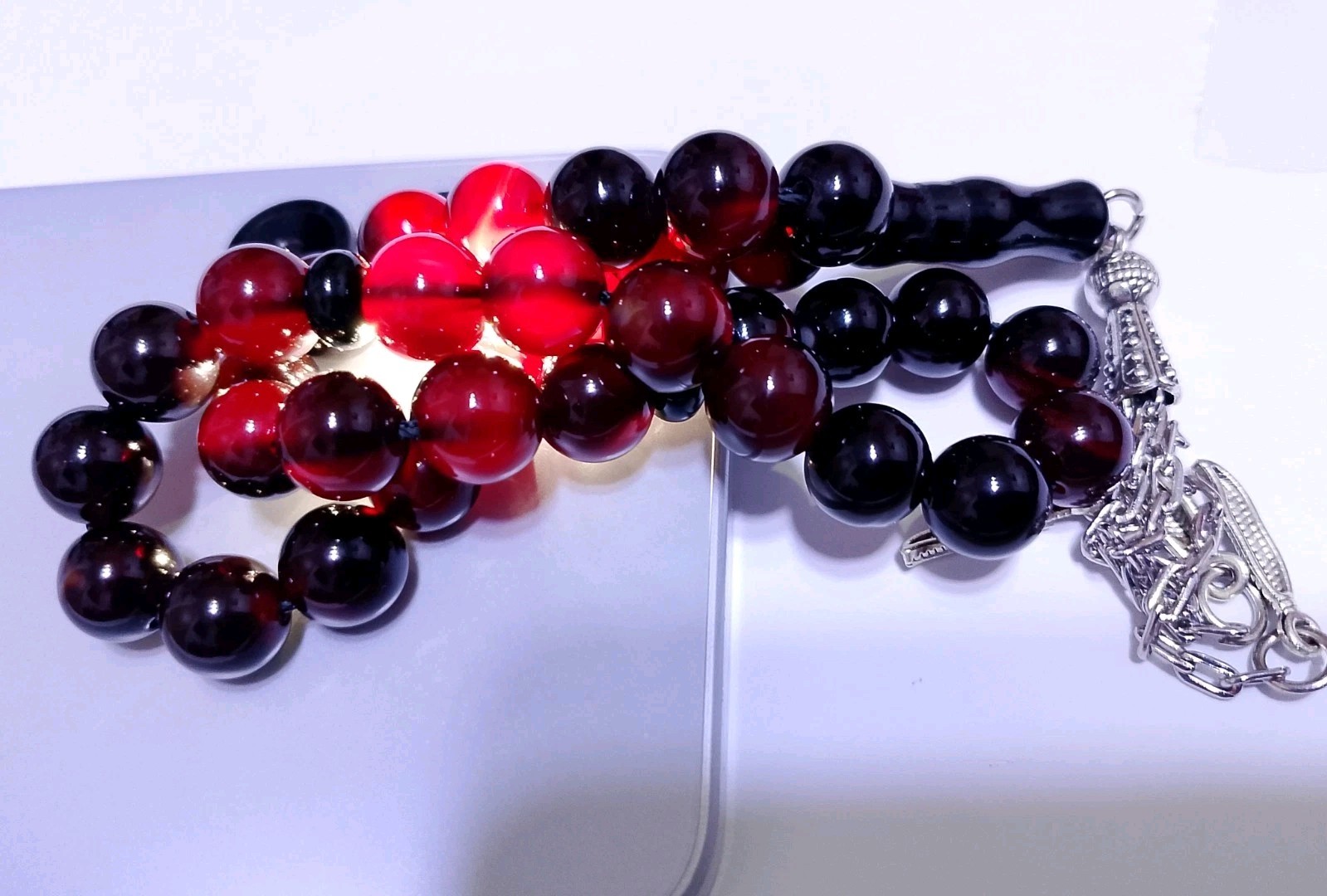 33 beads aqeeq shafat al abd tasbih natural black red agate misbah islamic